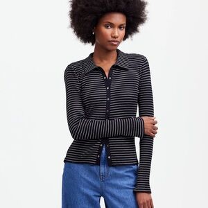 Madewell Black and White Fitted Button Down Shirt